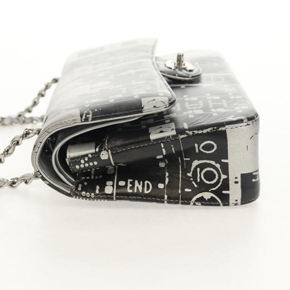 CHANEL Double Flap Chain Shoulder Bag Leather Silver CC Auth 148462SAM