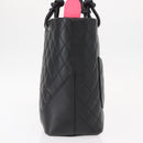 CHANEL Cambon Line Matelasse Tote Bag Leather Black Silver CC Auth 148463SAV-3