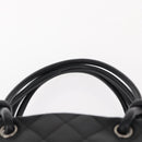 CHANEL Cambon Line Matelasse Tote Bag Leather Black Silver CC Auth 148463SAV-14