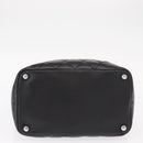 CHANEL Cambon Line Matelasse Tote Bag Leather Black Silver CC Auth 148463SAV-5