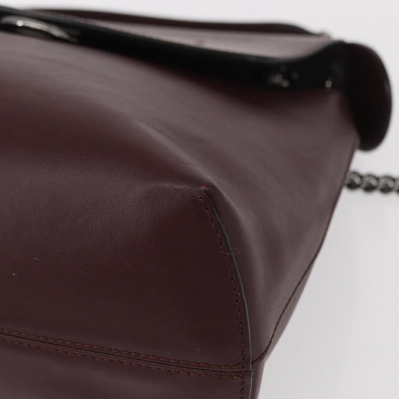 FENDI Back To School Backpack Leather 2way Bordeaux Silver Auth 148468