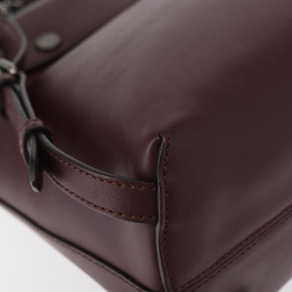 FENDI Back To School Backpack Leather 2way Bordeaux Silver Auth 148468