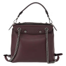 FENDI Back To School Backpack Leather 2way Bordeaux Silver Auth 148468-3