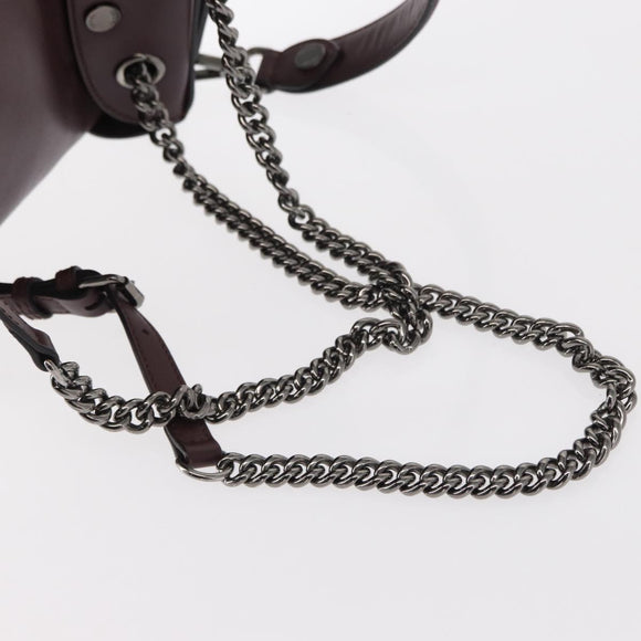 FENDI Back To School Backpack Leather 2way Bordeaux Silver Auth 148468