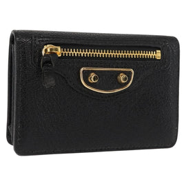 BALENCIAGA Card Case Leather Black 477512 Auth 148472