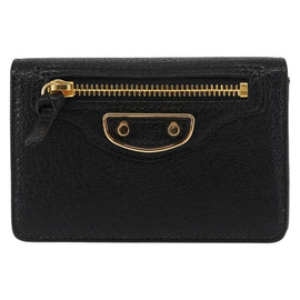 BALENCIAGA Card Case Leather Black 477512 Auth 148472 - 0