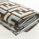 FENDI Zucca Canvas Baguette Wallet Silver Brown Auth 148473M-11