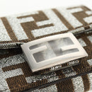 FENDI Zucca Canvas Baguette Wallet Silver Brown Auth 148473M-12