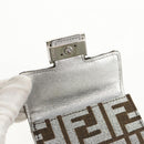 FENDI Zucca Canvas Baguette Wallet Silver Brown Auth 148473M-13