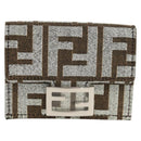 FENDI Zucca Canvas Baguette Wallet Silver Brown Auth 148473M-2