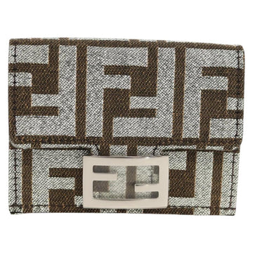 FENDI Zucca Canvas Baguette Wallet Silver Brown Auth 148473M - 0