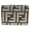 FENDI Zucca Canvas Baguette Wallet Silver Brown Auth 148473M-3