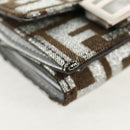 FENDI Zucca Canvas Baguette Wallet Silver Brown Auth 148473M-8