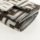 FENDI Zucca Canvas Baguette Wallet Silver Brown Auth 148473M-9