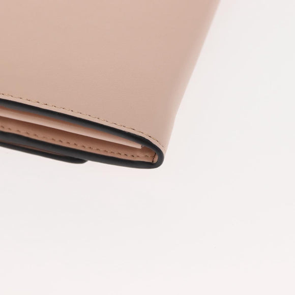 FENDI Long Wallet Leather Pink Gold Auth 148474