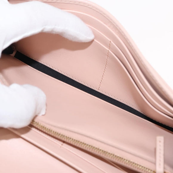 FENDI Long Wallet Leather Pink Gold Auth 148474