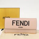 FENDI Long Wallet Leather Pink Gold Auth 148474-12