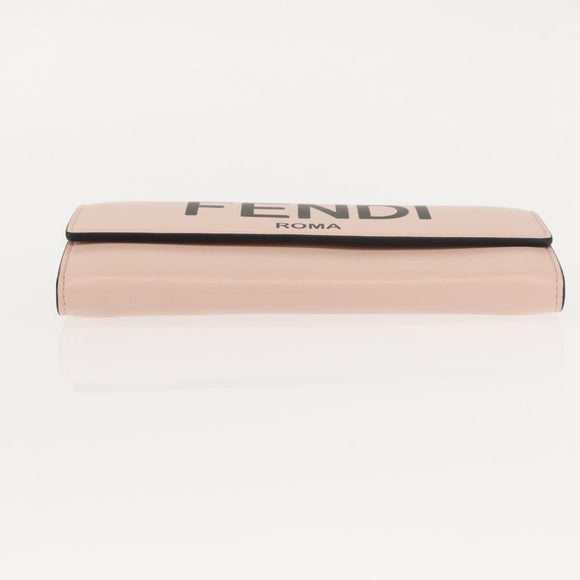 FENDI Long Wallet Leather Pink Gold Auth 148474