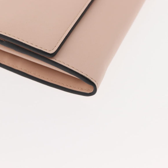 FENDI Long Wallet Leather Pink Gold Auth 148474