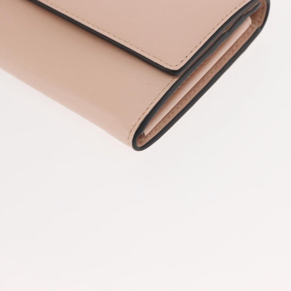 FENDI Long Wallet Leather Pink Gold Auth 148474