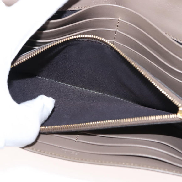 FENDI Long Wallet Leather Beige Gold Auth 148475