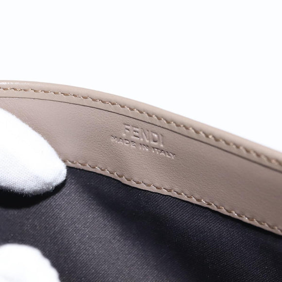 FENDI Long Wallet Leather Beige Gold Auth 148475