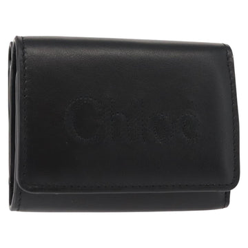 Chloe Sense Wallet Leather Black Auth 148476