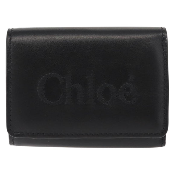 Chloe Sense Wallet Leather Black Auth 148476