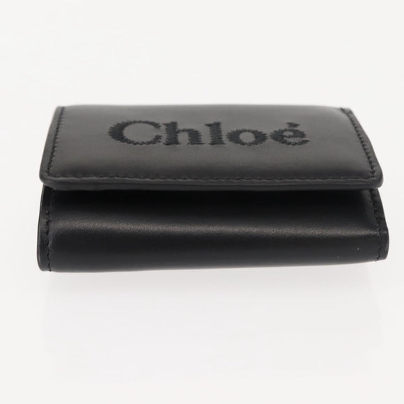 Chloe Sense Wallet Leather Black Auth 148476