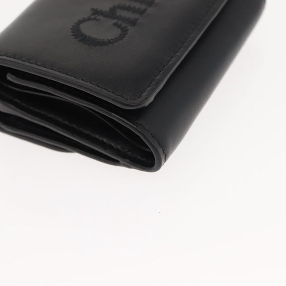 Chloe Sense Wallet Leather Black Auth 148476