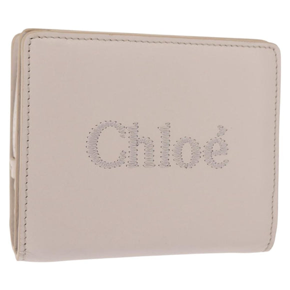 Chloe Sense Wallet Leather Ivory Auth 148477