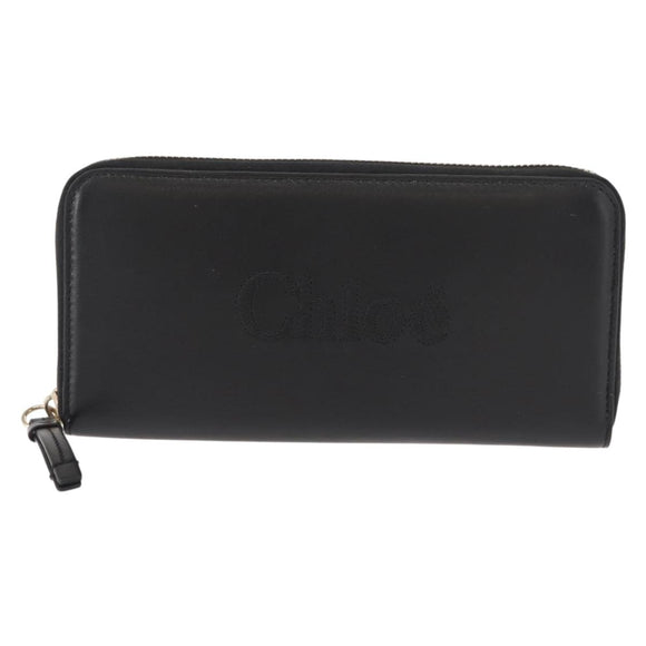 Chloe Sense Wallet Leather Black Auth 148478