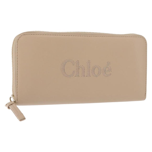 Chloe Sense Long Wallet Leather Beige Auth 148479