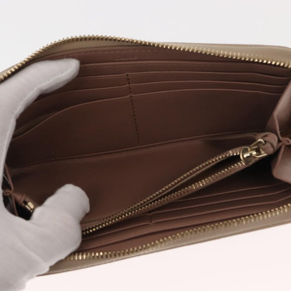 Chloe Sense Long Wallet Leather Beige Auth 148479