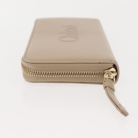 Chloe Sense Long Wallet Leather Beige Auth 148479