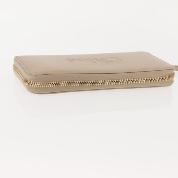 Chloe Sense Long Wallet Leather Beige Auth 148479