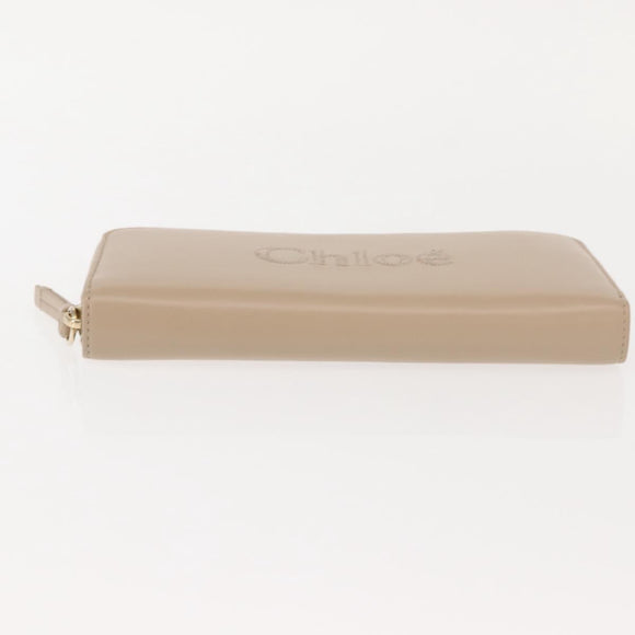 Chloe Sense Long Wallet Leather Beige Auth 148479
