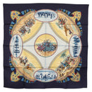 HERMES Carre 90 Scarf ""CAVALIERS PEULS"" Silk Blue Auth 148480-1