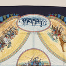 HERMES Carre 90 Scarf ""CAVALIERS PEULS"" Silk Blue Auth 148480-3