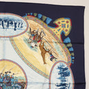 HERMES Carre 90 Scarf ""CAVALIERS PEULS"" Silk Blue Auth 148480-4