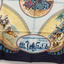 HERMES Carre 90 Scarf ""CAVALIERS PEULS"" Silk Blue Auth 148480-9