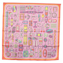 HERMES Carre 90 Scarf ""EN BOUCLES"" Silk Pink Auth 148481-1