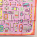 HERMES Carre 90 Scarf ""EN BOUCLES"" Silk Pink Auth 148481-10