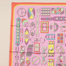 HERMES Carre 90 Scarf ""EN BOUCLES"" Silk Pink Auth 148481-2