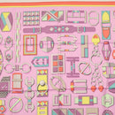 HERMES Carre 90 Scarf ""EN BOUCLES"" Silk Pink Auth 148481-3