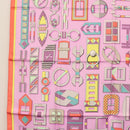 HERMES Carre 90 Scarf ""EN BOUCLES"" Silk Pink Auth 148481-5