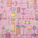 HERMES Carre 90 Scarf ""EN BOUCLES"" Silk Pink Auth 148481-6