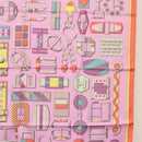 HERMES Carre 90 Scarf ""EN BOUCLES"" Silk Pink Auth 148481-7