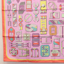 HERMES Carre 90 Scarf ""EN BOUCLES"" Silk Pink Auth 148481-8