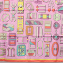 HERMES Carre 90 Scarf ""EN BOUCLES"" Silk Pink Auth 148481-9